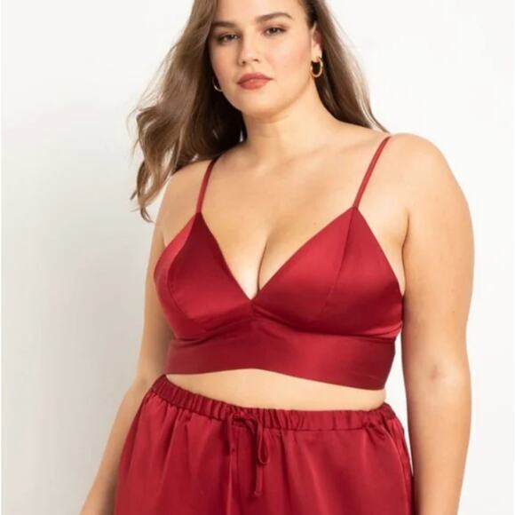 New! Eloquii  red satin bralette top, women plus size 28 - Picture 1 of 10